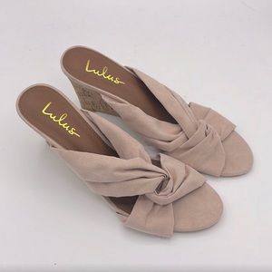 Lulus Dusty Pink Faux Suede Wedges 8.5